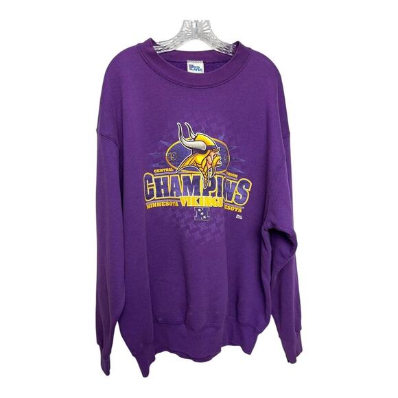 Pro Player Minnesota Vikings Central Champions Sweatshirt Mens XXL Purple VTG - Picture 1 of 9